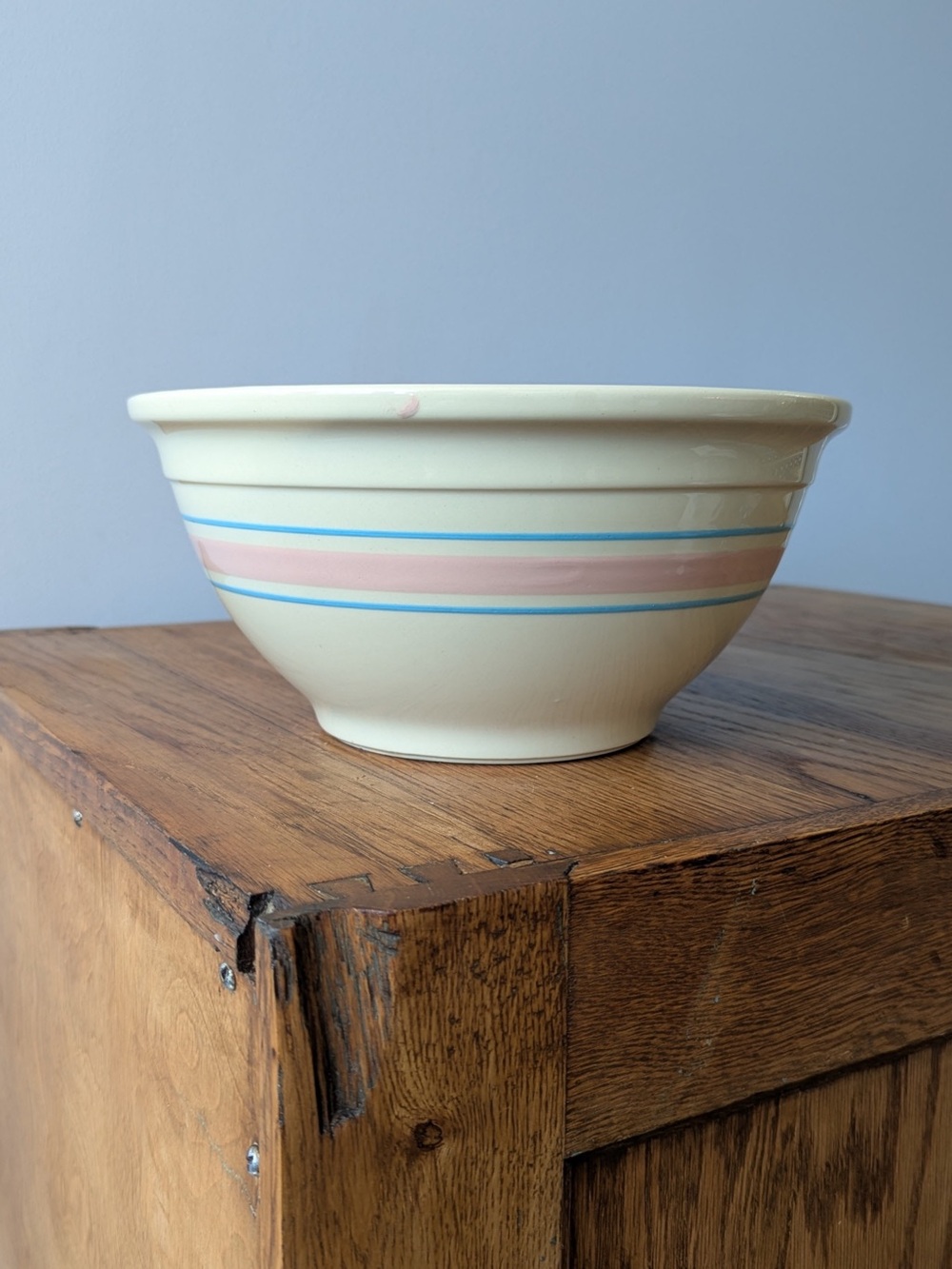 #10 Nesting Mixing Bowl - Vintage McCoy Pottery Oven Ware - Blue Pink Stripes - Picture 3 of 16